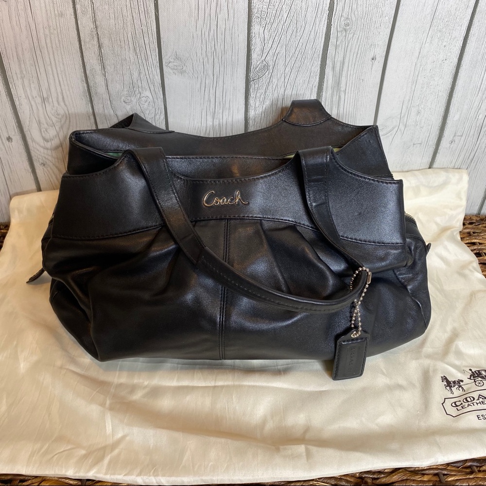 Coach hand bag black leather